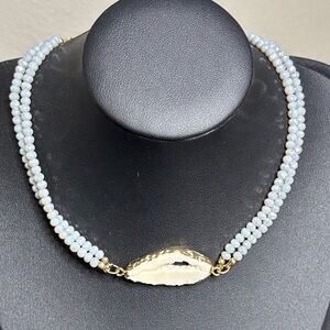 Dainty Beaded Gold Tone Choker Necklace